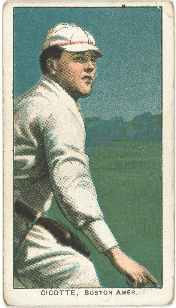 A baseball card portrait of Eddie Cicotte.